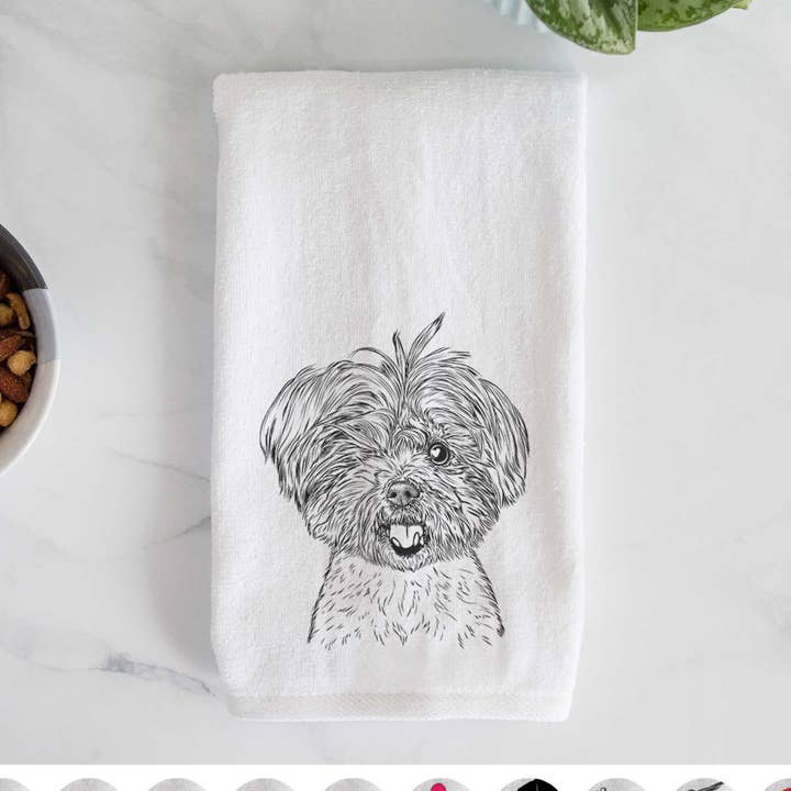 Oliver the Yorkie Mix Hand Towel for wholesale by Inkopious