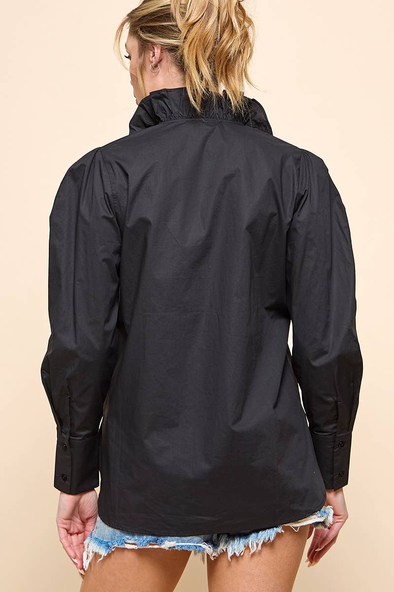 Cezele - Wholesale Overhemd met knopen - Dames - Top met ruches en lange mouwen14