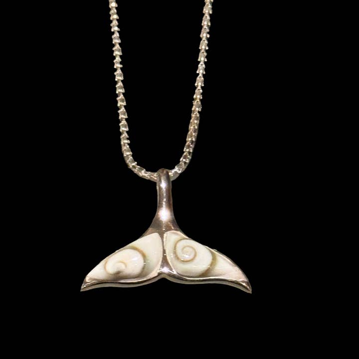 Jackie Gallagher Designs - Handmade Coastal Jewelry - Wholesale Pendant/Charm Necklace - Shiva Shell Whale Tail, sterling silver2