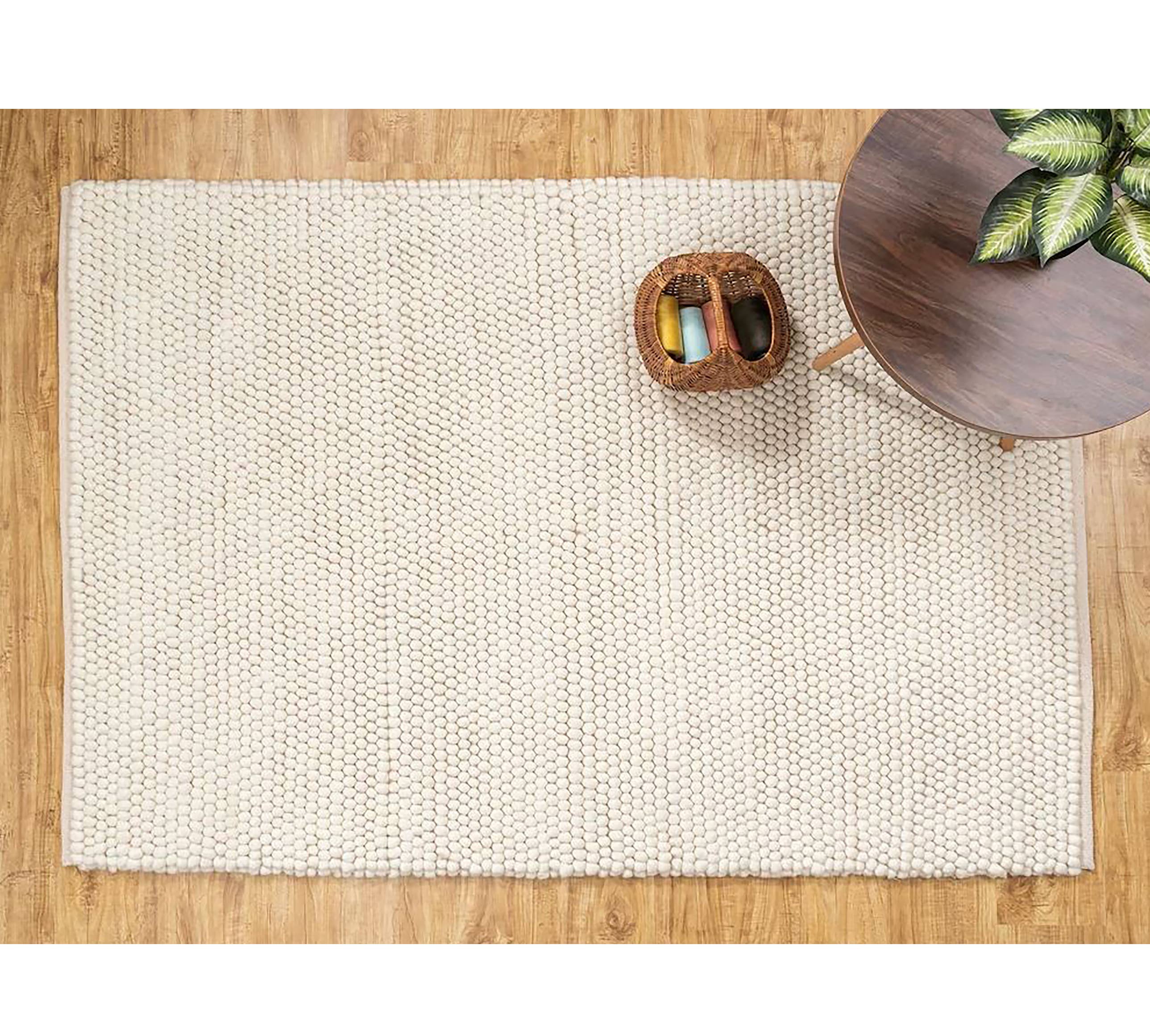 home mart goods - Wholesale Area Rug - Ivory Cream Chunky Beads Hand-Woven Handmade Wool Rug6