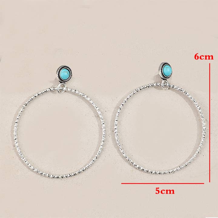 UNISHE - Venta al por mayor Pendientes de dilatación - Pendientes Vintage Redondos de Parches con Imitación de Turquesa de Aleación SP5745
