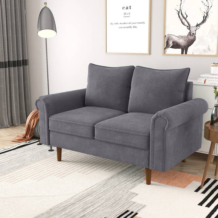 Loveseat - Delta II - Rolled Arm Linen Polyester Upholstery for wholesale by Coosy Home