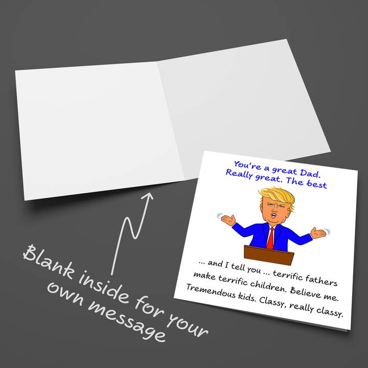 Swizzoo Cards - Wholesale Father's Day Card - Donald Trump Fathers Day Card - Funny, humorous and amusing Trump cartoon - For Dad Daddy