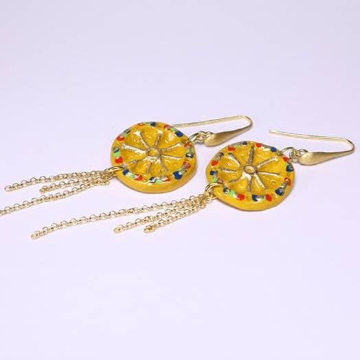 Pendientes colgantes sicilianos con rueda de carro para venta al por mayor de N'amuri cuore Siciliano