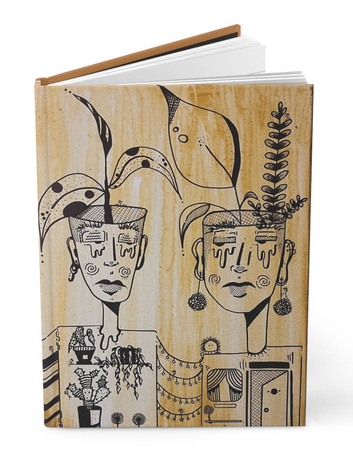 Hardcover Matte Cover ‘Plant Head’ Notebook for wholesale by Jaz North Coast