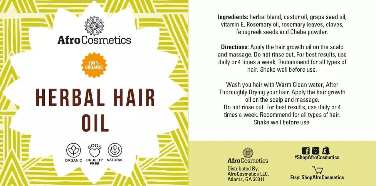 AfroCosmetics & Culture - Wholesale Hair Oil - Herbal Hair Growth Oil with Chebe Powder and Castor Oil1