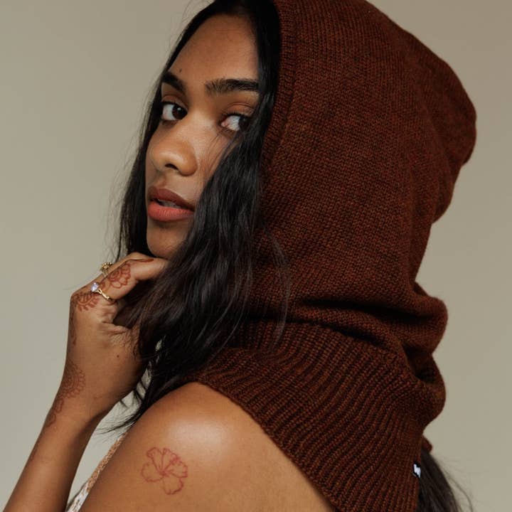 Brown Satin Lined Balaclava in Umber for wholesale on Faire