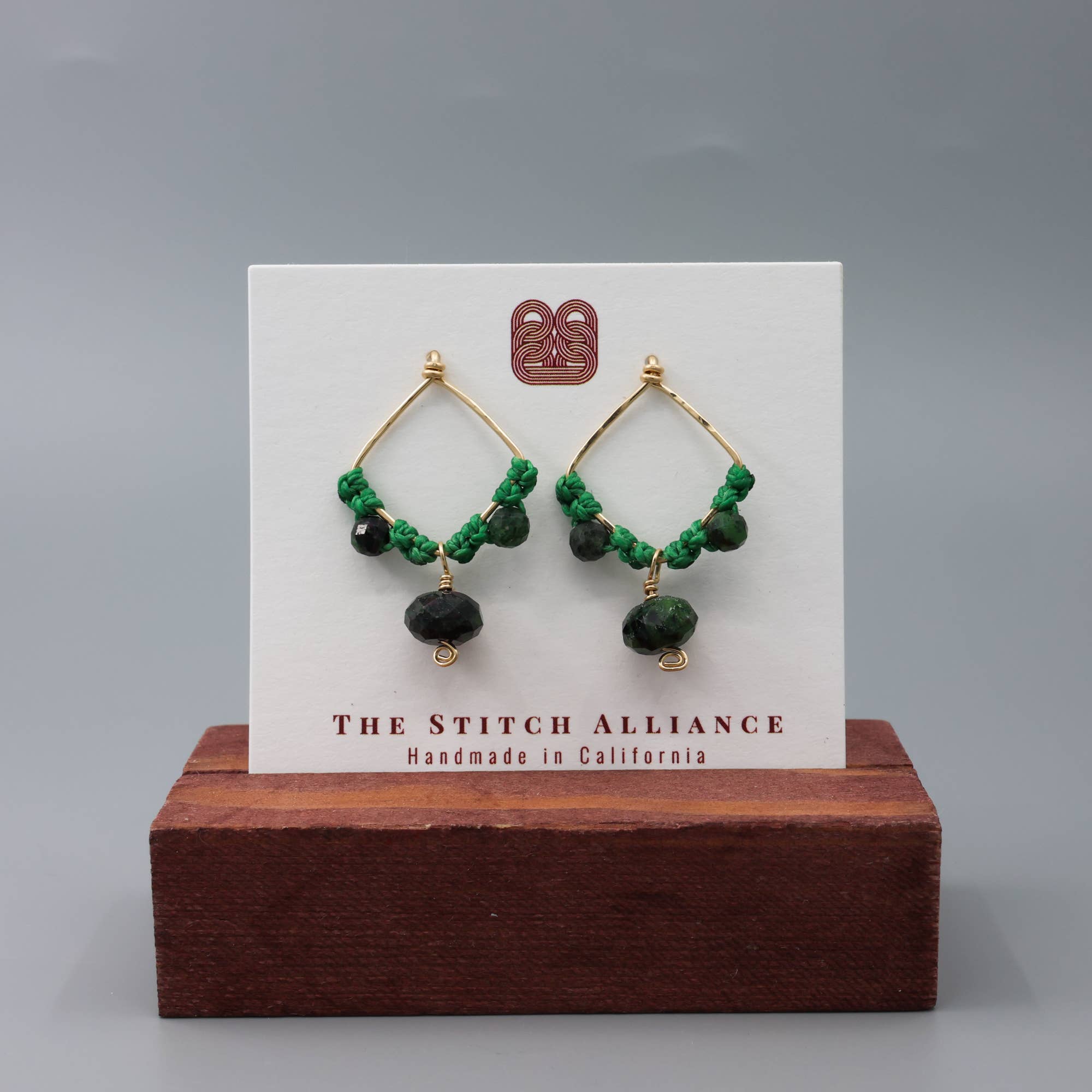 The Stitch Alliance - Wholesale Dangle Earrings - Ruby in Zoisite Drop Earrings, Gold Fill, Handmade, Macrame4