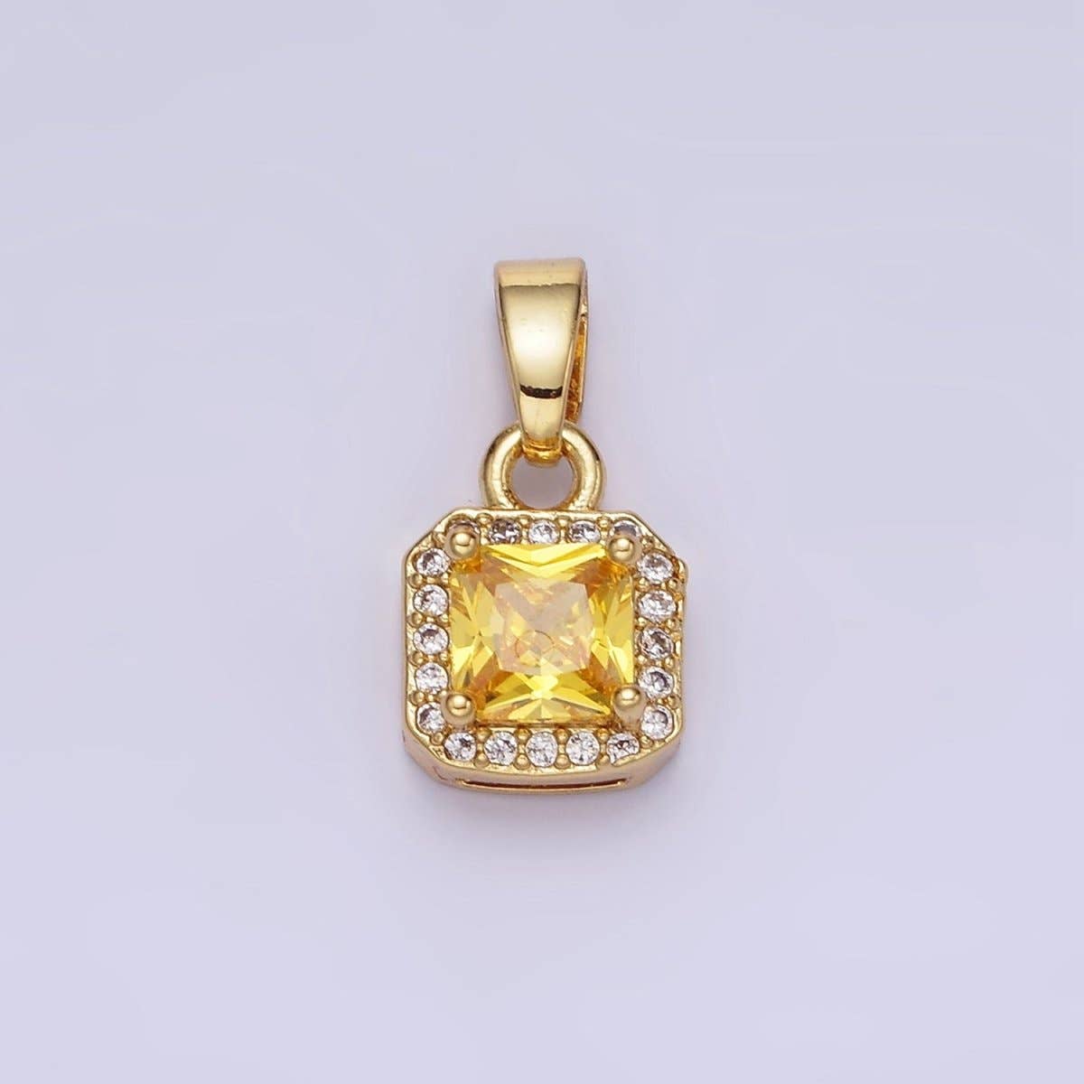 Aim Eternal – wholesale Individuell berlock/hänge – Hänge i fyrkant med kant av CZ-mikropavé i 14K guldplätering i guld och silver | AA1270 - AA128018