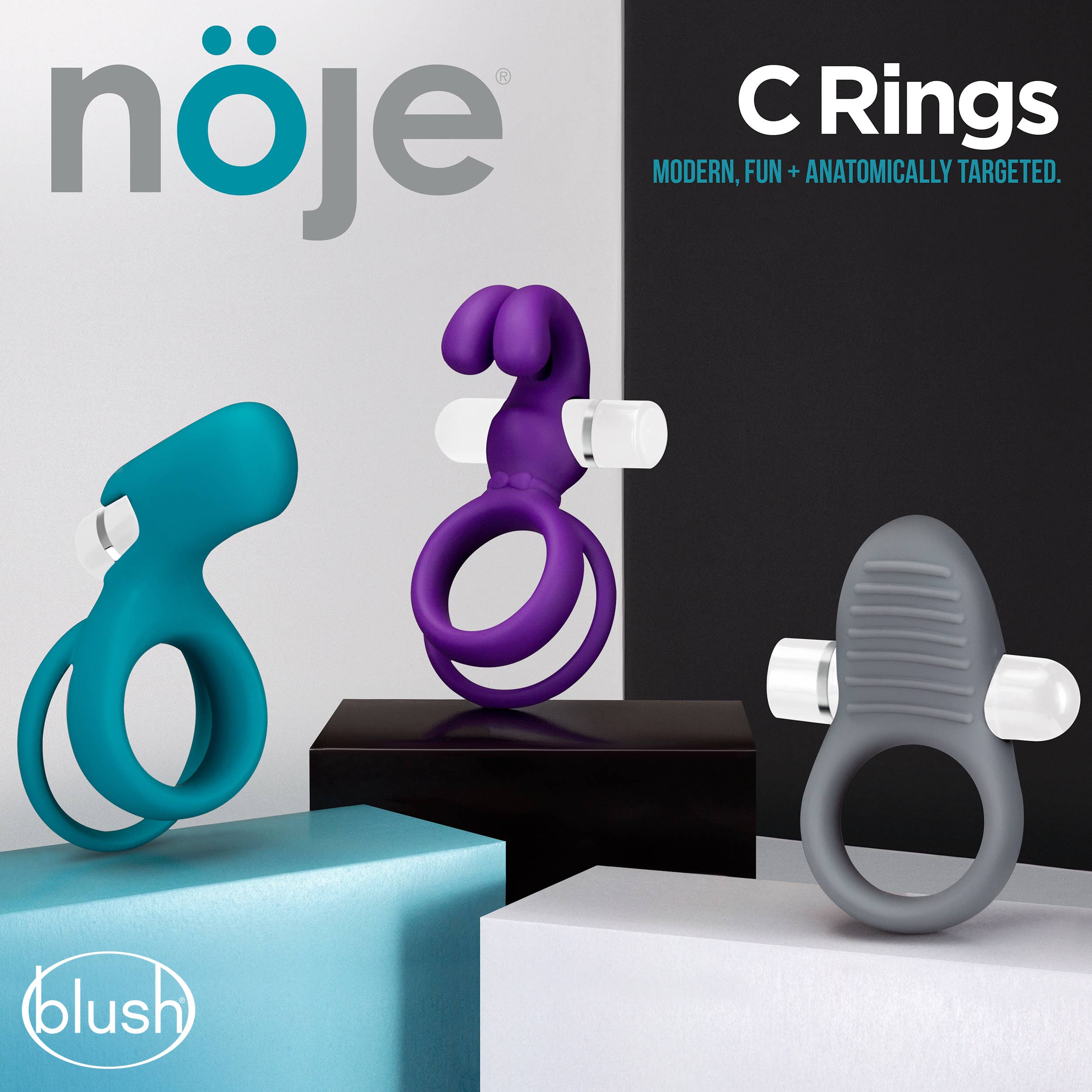 Blush - Wholesale Sex Toy - Noje C2 - Rechargeable Double Loop Vibrating Cock Ring8