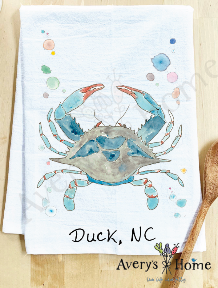 Avery's Home - Wholesale Tea Towel - Blue Crab Ocean Customizable Coastal Tea Towel12