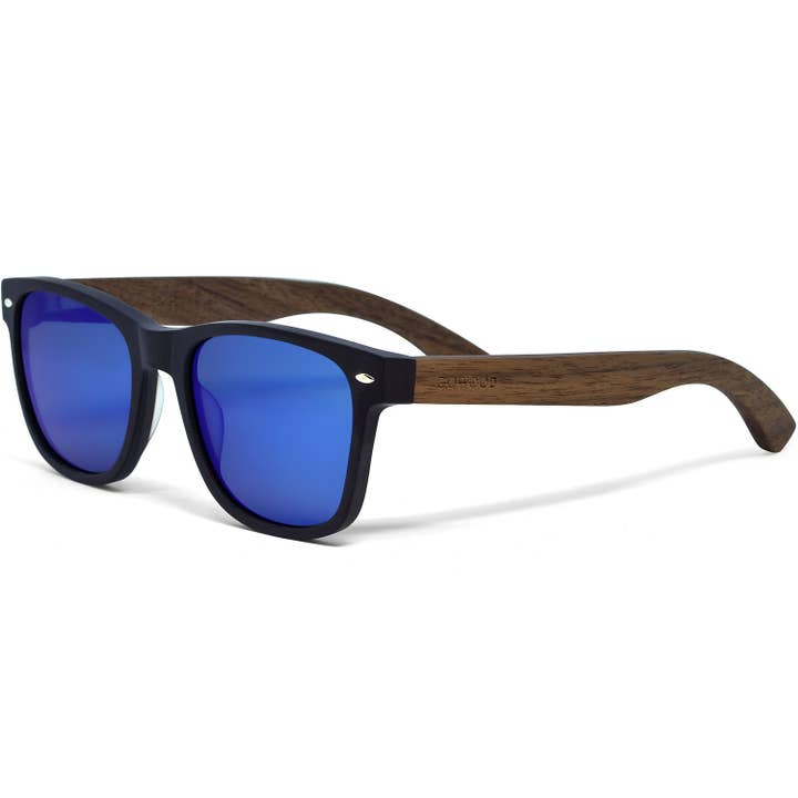 GOWOOD – wholesale Sunglasses – Unisex – Walnut Wood Sunglasses with Blue Mirrored Polarized Lenses