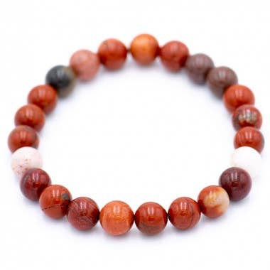 rosso Bracciale elastico in diaspro rosso in vendita all'ingrosso su Faire