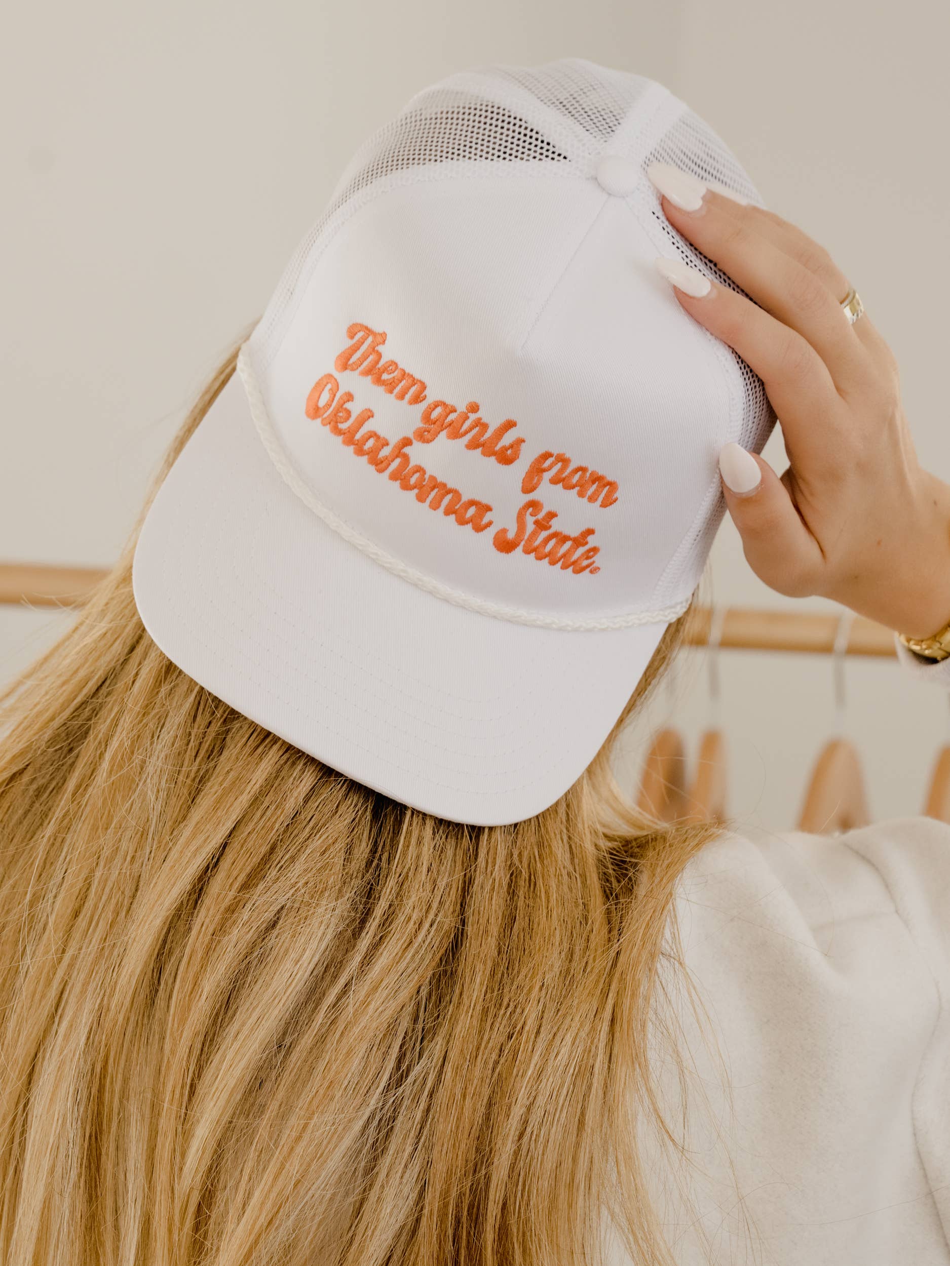 LivyLu - Wholesale Baseball Cap - Unisex - Them Girls from Oklahoma State Script White Hat1