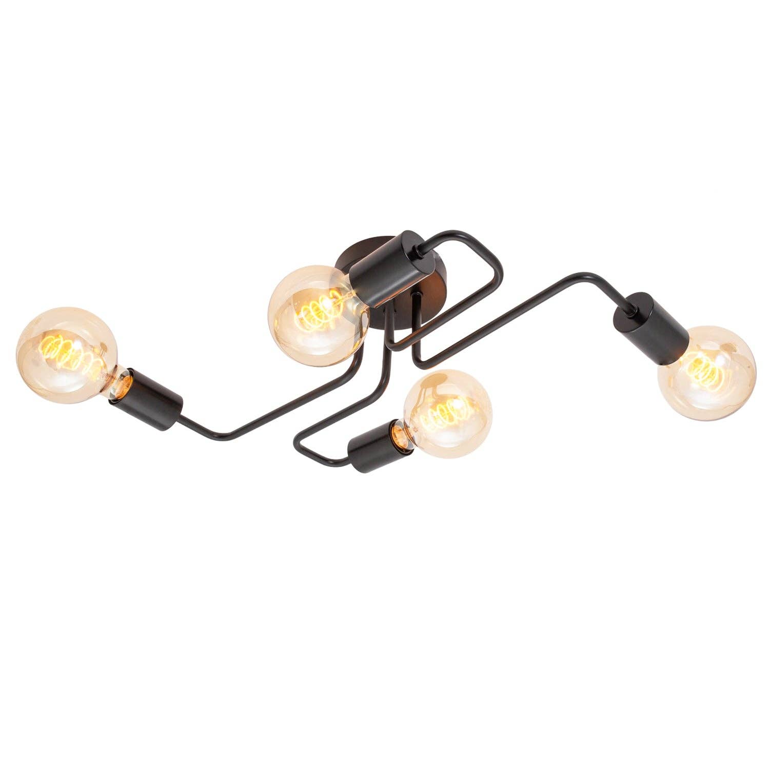 Happy Homewares – wholesale Chandelier/hanging light – Industrial Vintage Styled Matte Black Ceiling Light with Looping Arms1