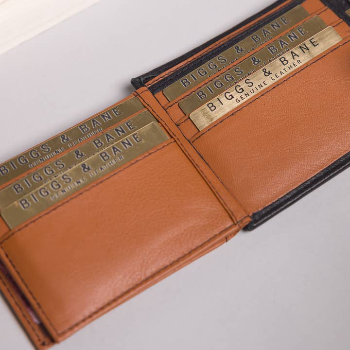 Redbrick β wholesale Wallet - Menβs β Biggs & Bane Large Capacity Men's Bifold Black & Tan Leather Wallet8