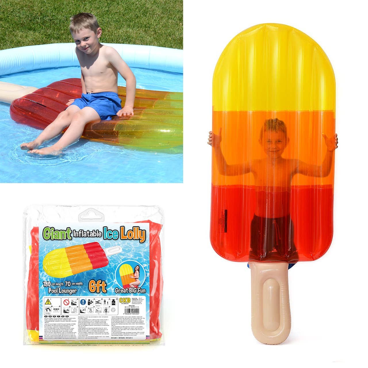 Wholesale Gifts Tomorrow – wholesale Inflatables – Giant Inflatable Ice Lolly Lounger (Transparent) Red, Yellow, Orange10