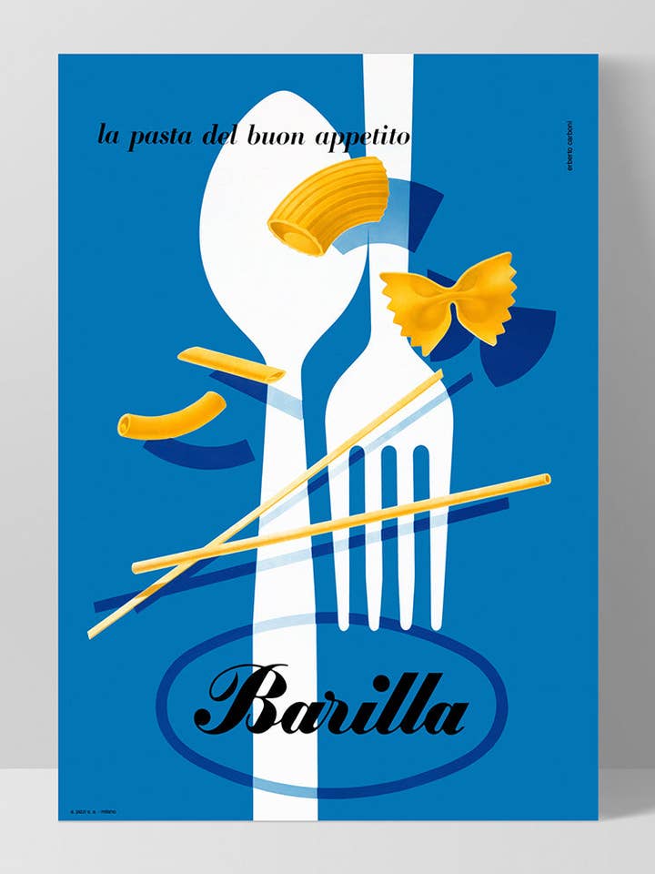 Barilla Pasta Plakat Print. Køkken Vintage Restaureret Kunst for engroshandel hos PRINT AND PROPER