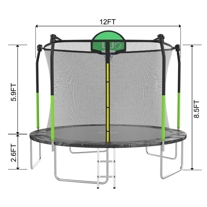Glad Sunday - Wholesale Sporting Game - Kids & Baby - 12ft Outdoor Trampoline with Basketball Set