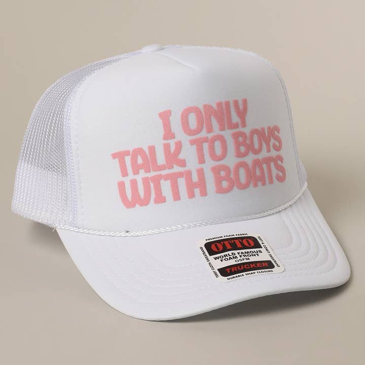 Fashion City - Vente Casquette de camionneur – femme - Je ne parle qu'aux garçons avec des bateaux Casquette à filet arrière avec texte24