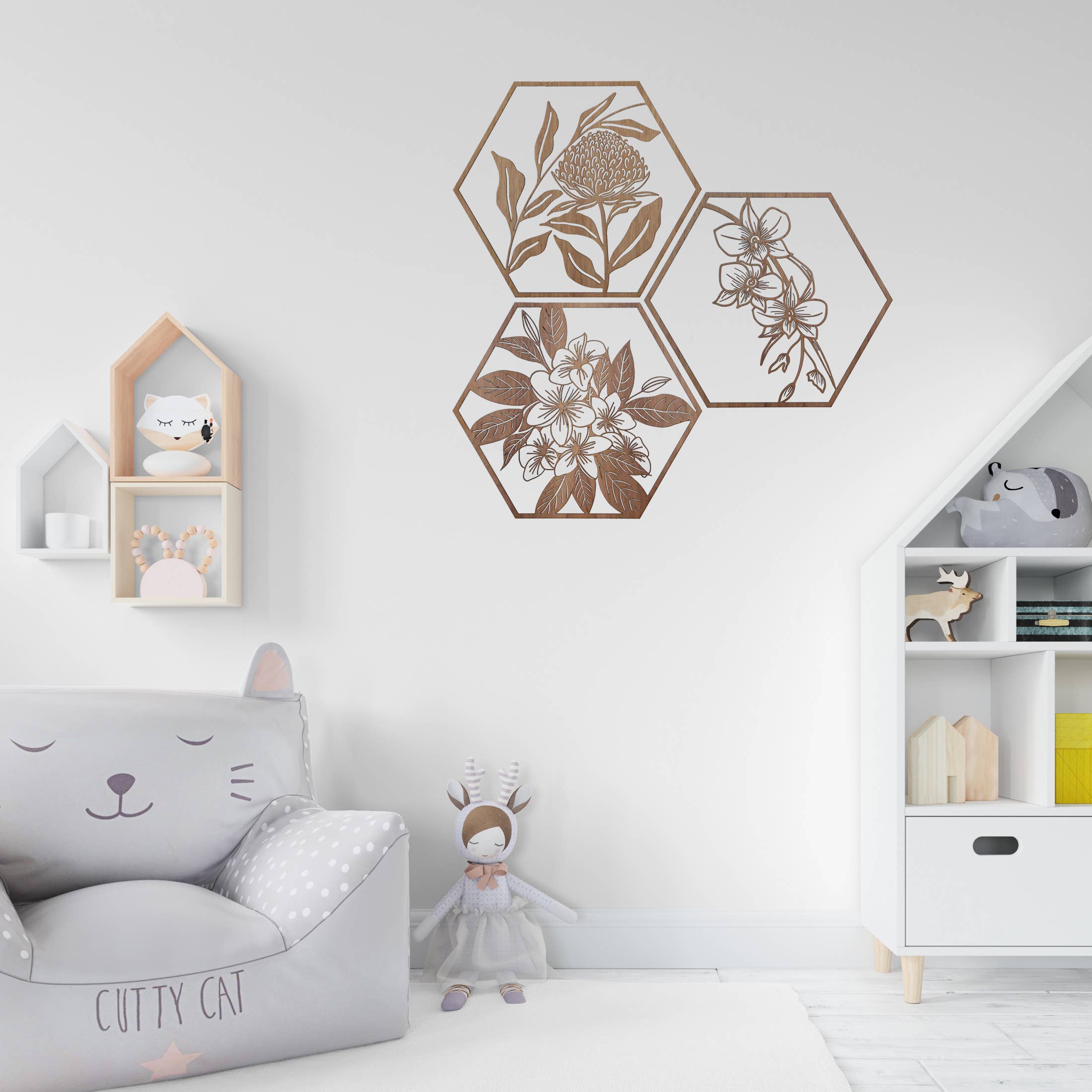 Straya Art - Vente Décoration murale - Art mural hexagonal Waratah3