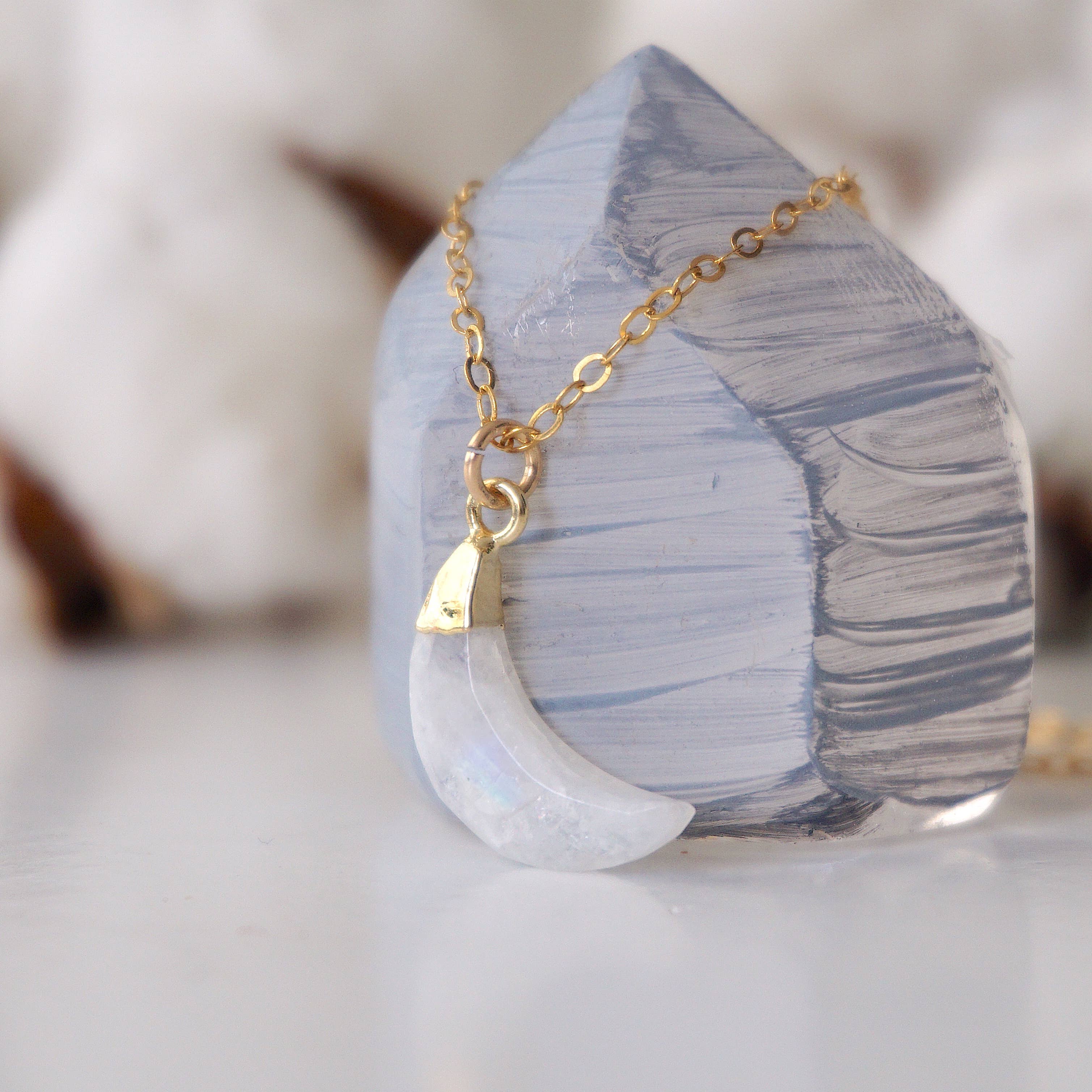 Raw Stone Elegance - Wholesale Pendant/Charm Necklace - Raw Rainbow Moonstone Moon Necklace, June Crystal Love Gifts3