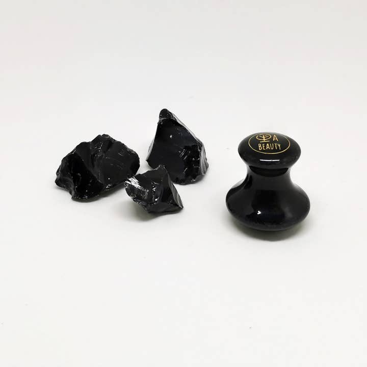 YA BEAUTY - Wholesale Gua Sha Tool - Black Obsidian Mushroom | Eye Restorer & De-Puffing