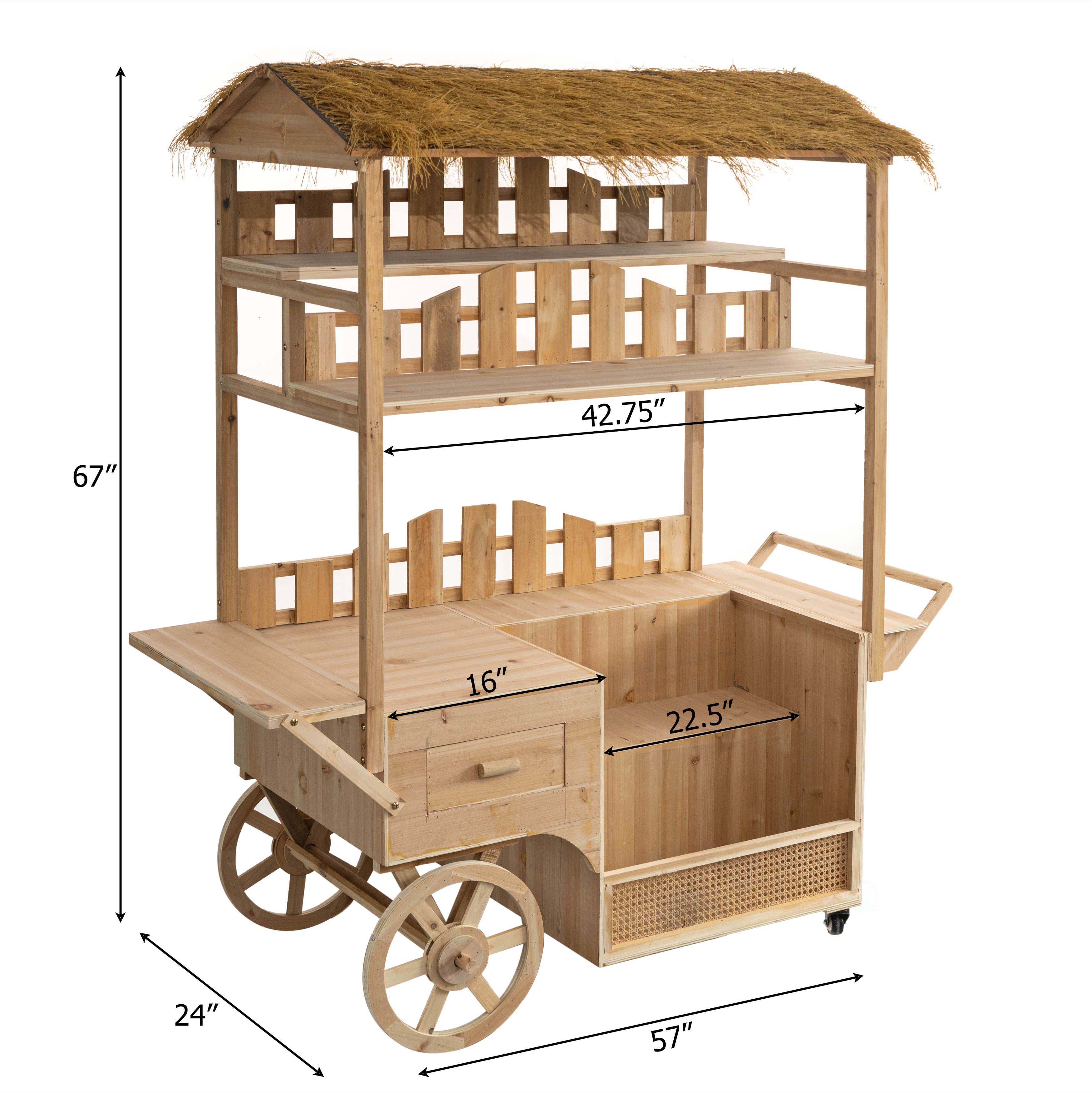 Quickway Imports - Wholesale Outdoor Ornament/Decor - Vintiquewise Versatile Multi-Tier Wooden Rolling Cart3