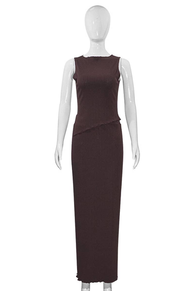 Mccolin - Wholesale Top & Skirt Set - Women's - Asymmetrical Knit Top with Fitted Skirt Set4