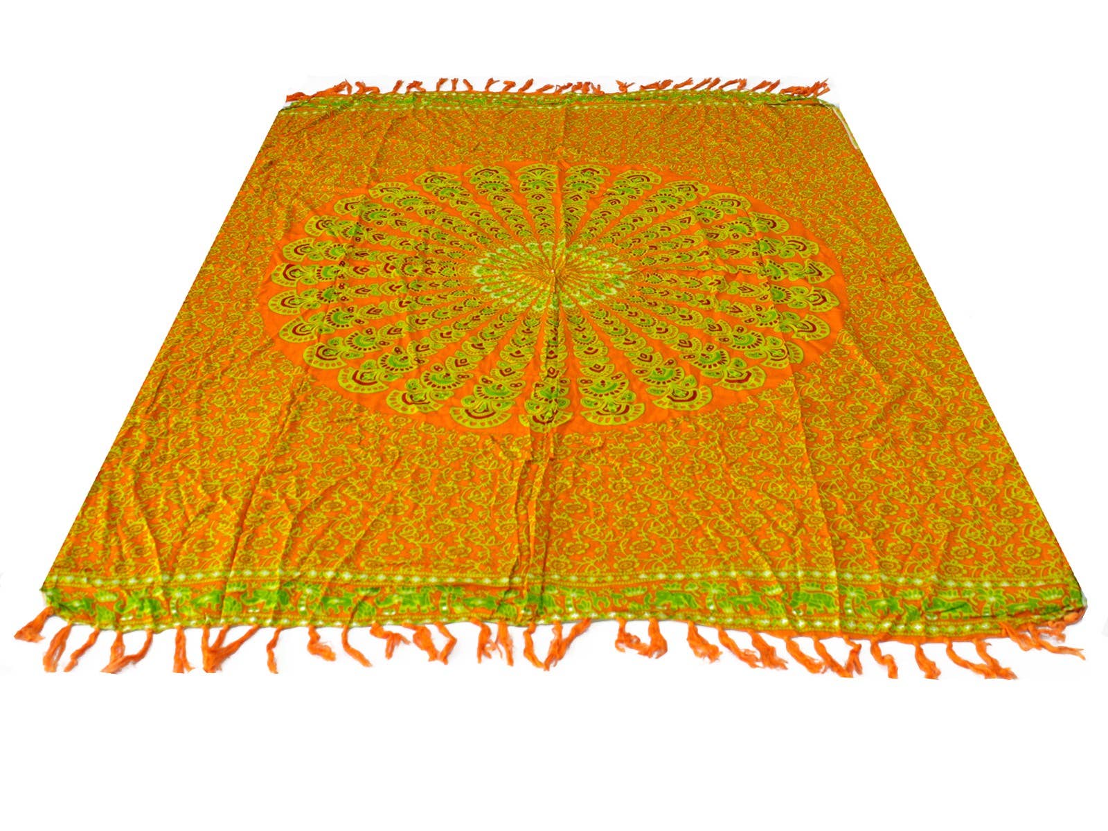 Ancient Wisdom - Wholesale Swim Cover Up - Women's - Lime Orange Mandala Sarongs2