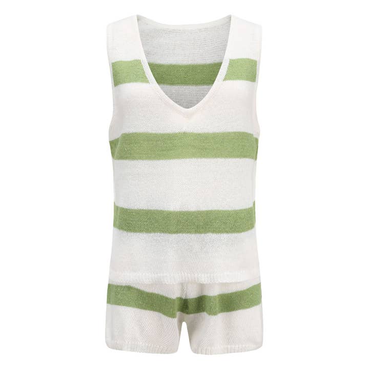 Mapcie - Wholesale Top & Pant Set (NOT Loungewear) - Women's - Boho Knit Stripe Lounge Set