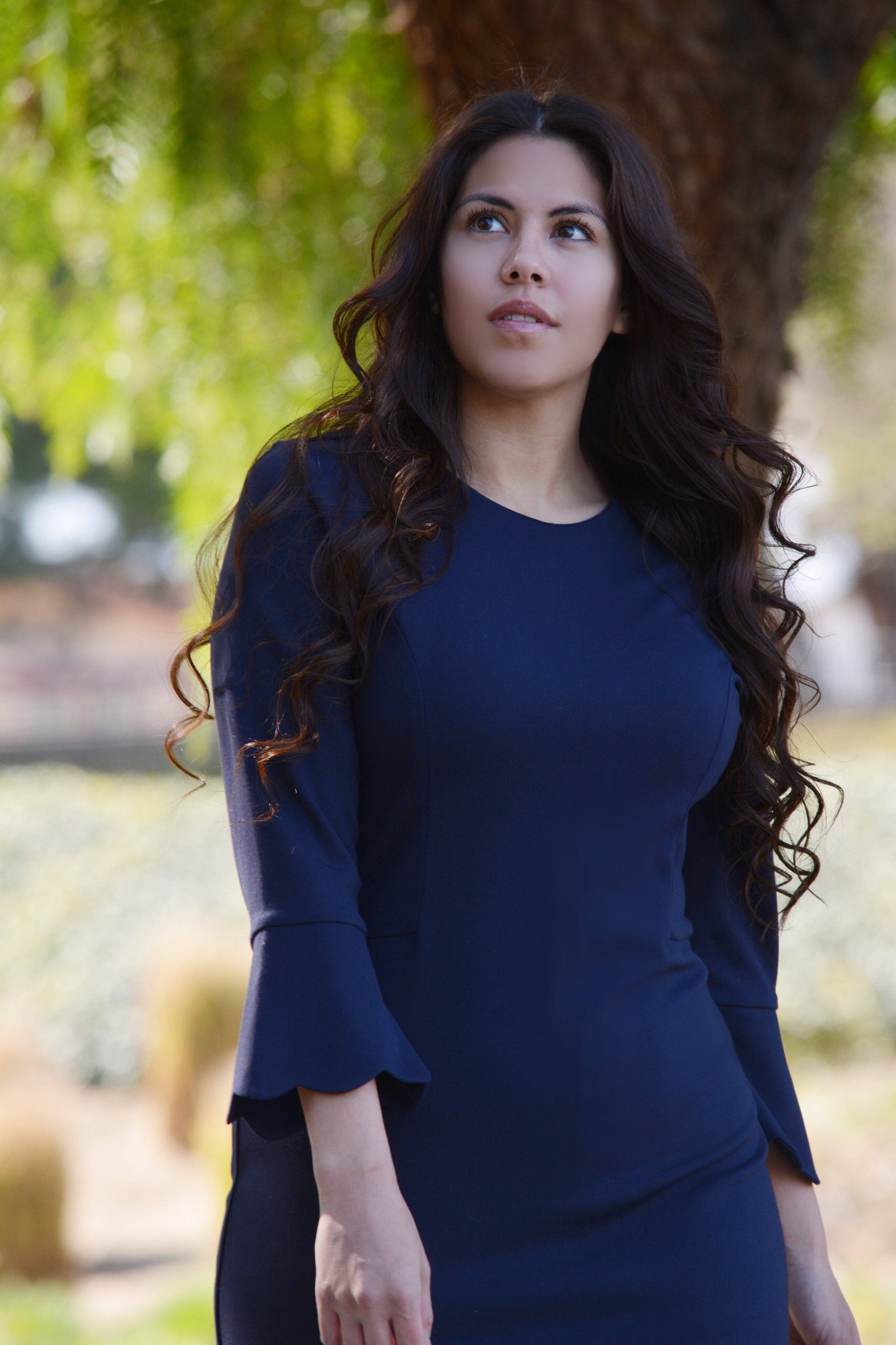 Skirt Society - Wholesale Dress - Women's - Lille Navy Scalloped Dress5