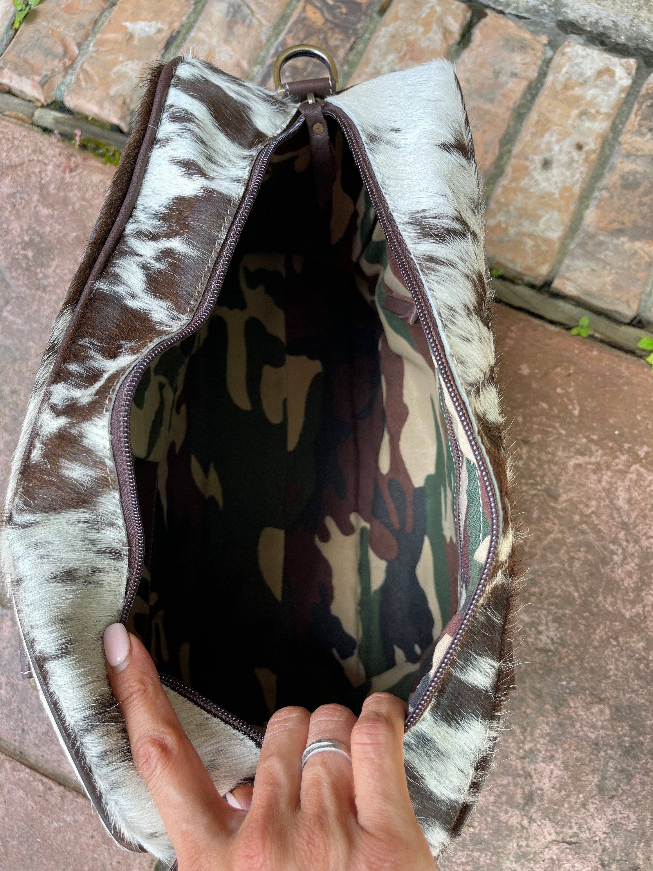 Boho Ranch Shop - Wholesale Weekender Bag - Women's - Weekender Duffle Leather Hair On Cowhide Duffel Travel Bag7