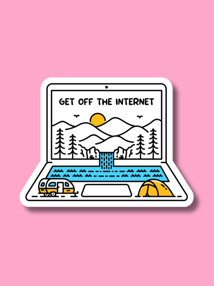 Klistermärke "Gå av internet", utomhus vandringsleder camping för wholesale av ShopSourSweetener