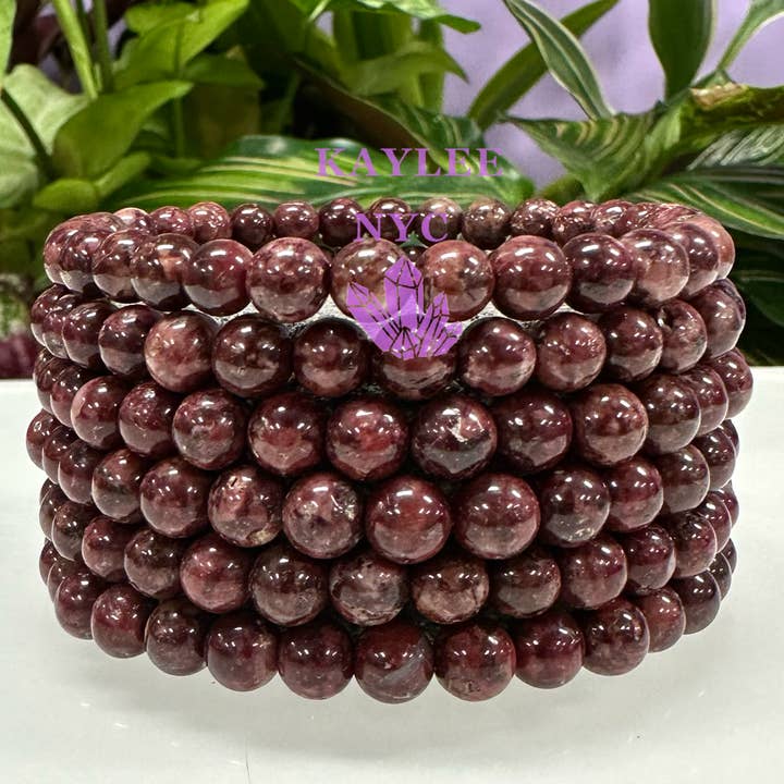 6mm Natural Eudialyte 7.5” Stretch Bracelet for wholesale by KayleeNYC