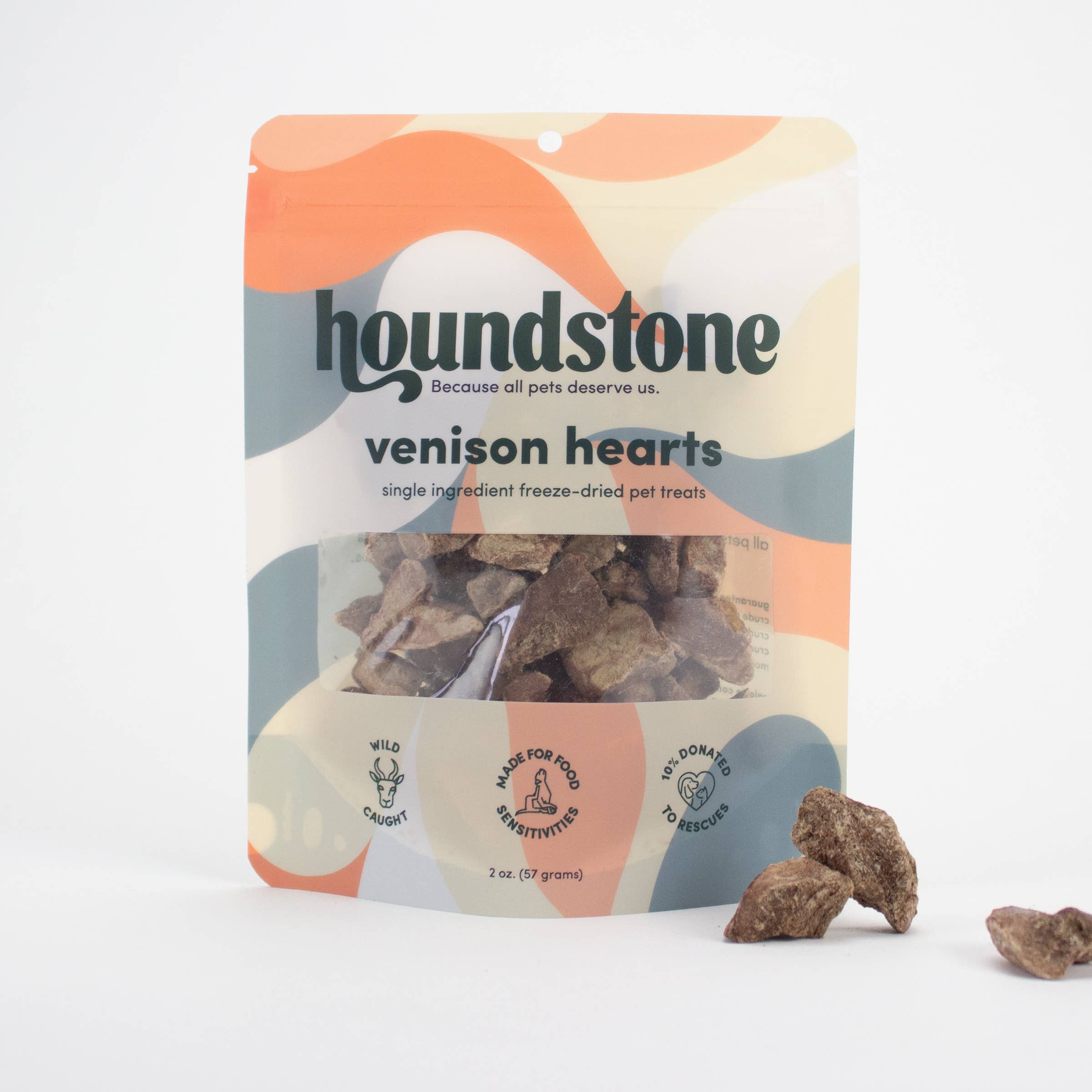 ADC Houndstone & Co. - Wholesale Pet Treats - Dog - Venison Hearts Freeze-Dried Treats (Case of 12)1