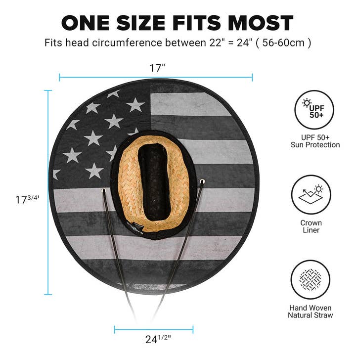 Soul of Adventure - Wholesale Straw Hat - Unisex - Under Brim Straw Hat | Blackout American Flag 2.0