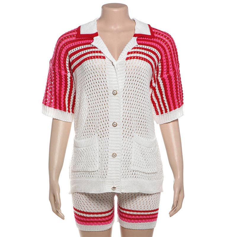 MB Fashion Wholesale - Wholesale Top & Short Set (NOT Loungewear) - Women's - MB FASHION Knit Cardigan and High Waist Shorts Set 3071 LY7