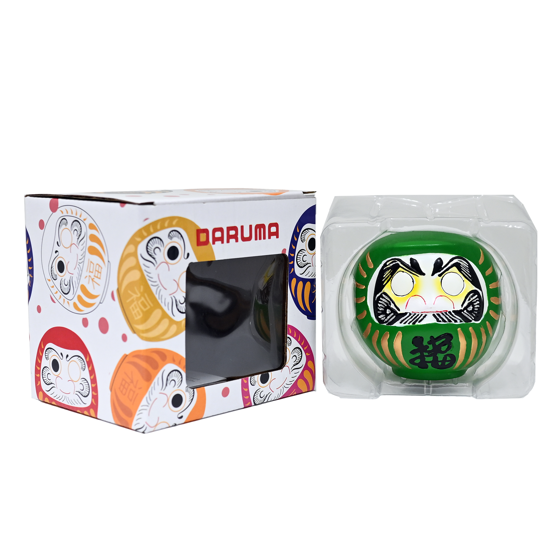 Urban Tokyo – wholesale Decorative figurine – 3.5 Inch Lucky Daruma Green Vitality Unpainted Eyes (1/36)3