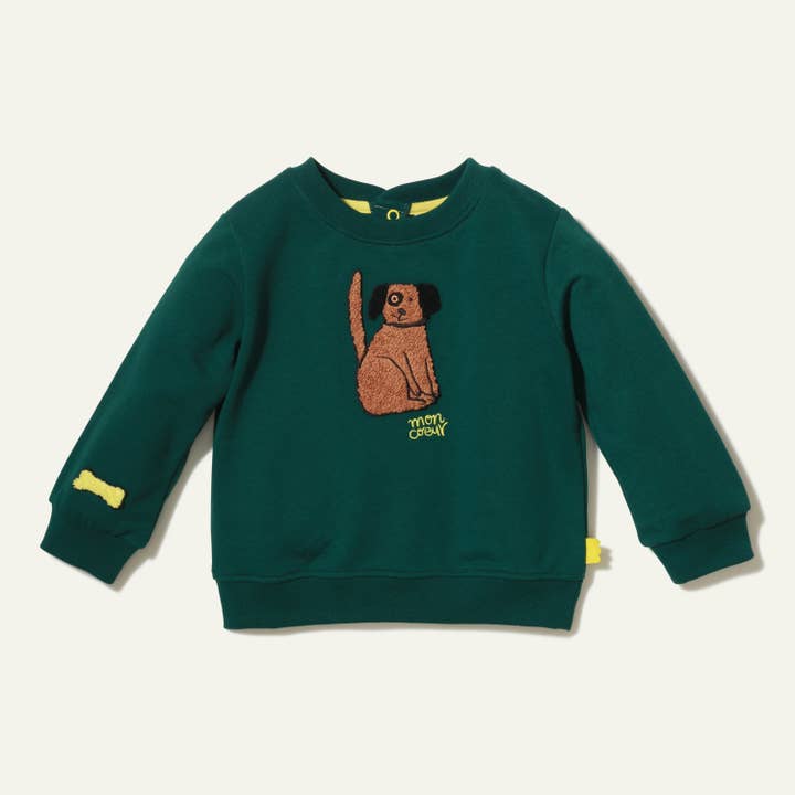Pine Green Recycled Cotton Spot Baby Sweatshirt for wholesale on Faire