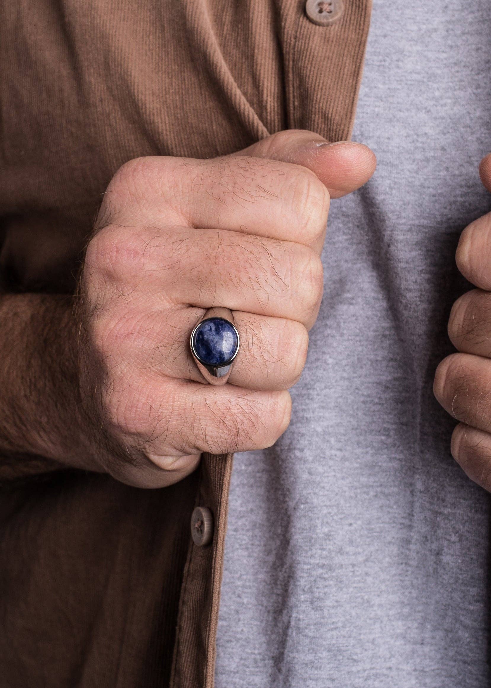 Blackskies - Wholesale Cocktail/Statement Ring - Coruscent Ring Silver-Sodalite5