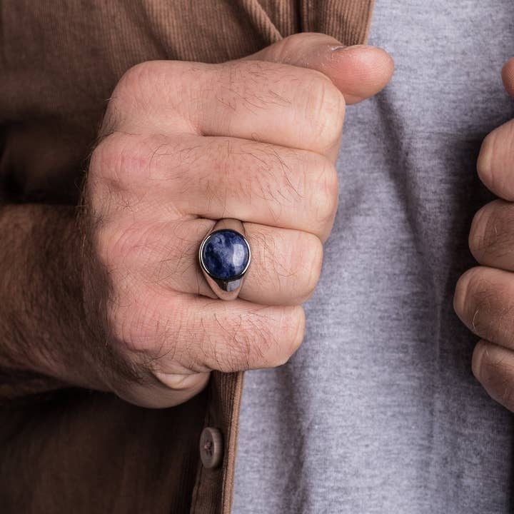 Blackskies - Wholesale Cocktail/Statement Ring - Coruscent Ring Silver-Sodalite5