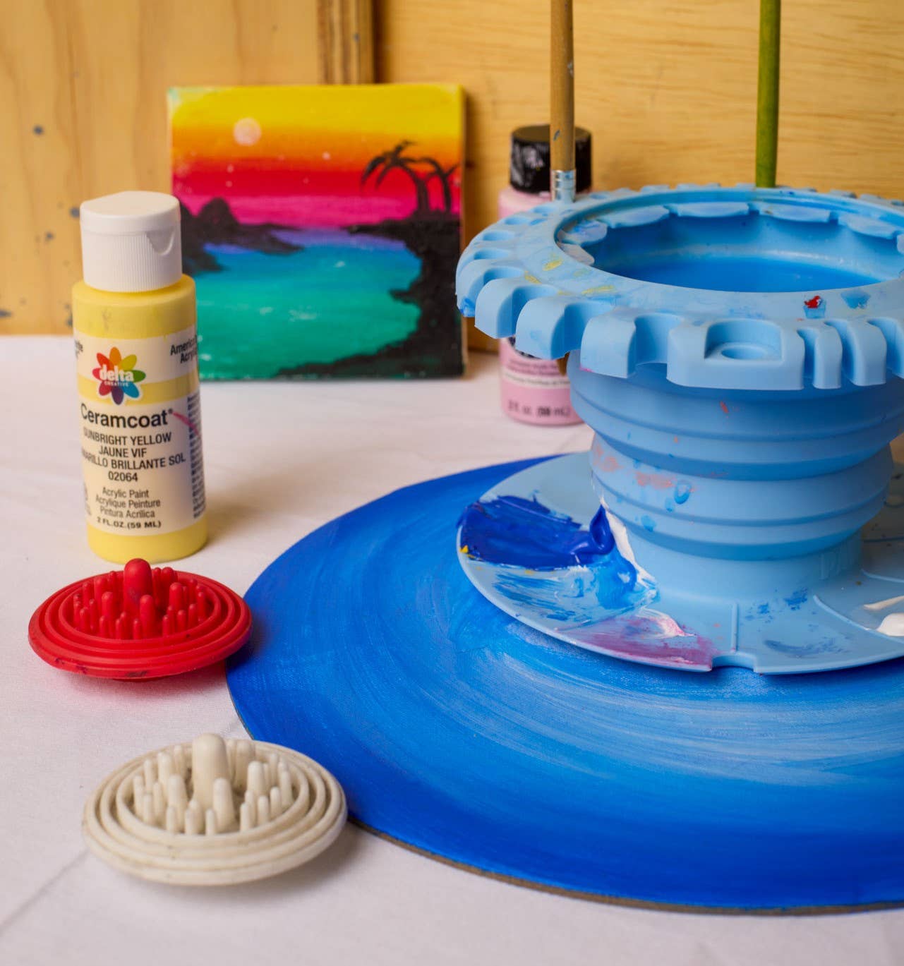 Paint Puck - Vente Porte-pinceaux/rangement pour pinceaux - CollapsiBowl™ - Palette portable, nettoyeur de pinceaux et organisateur5