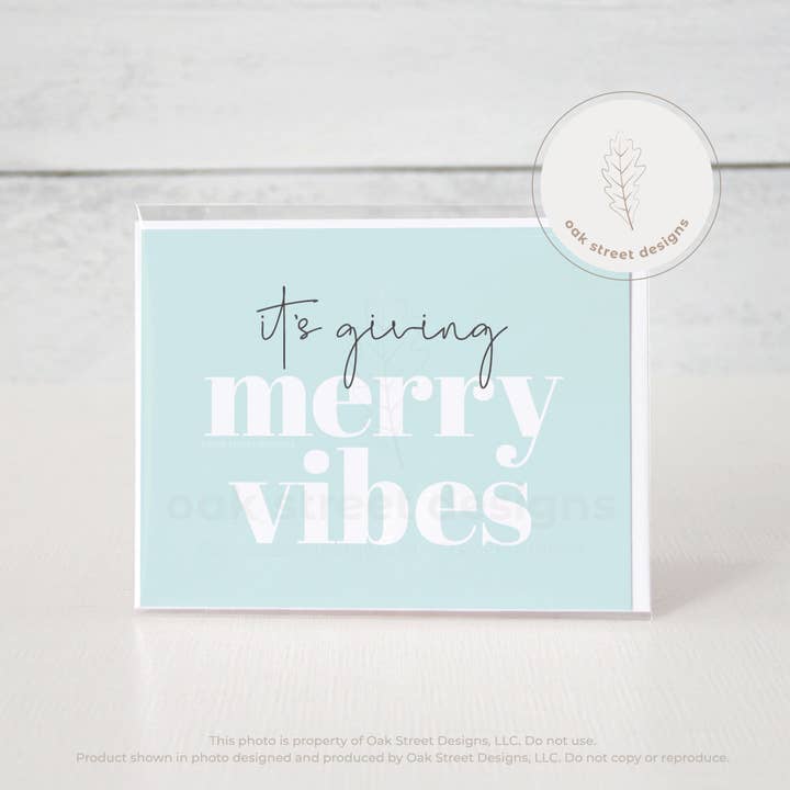 It's Giving Merry Vibes Christmas Card for wholesale by Oak Street Designs