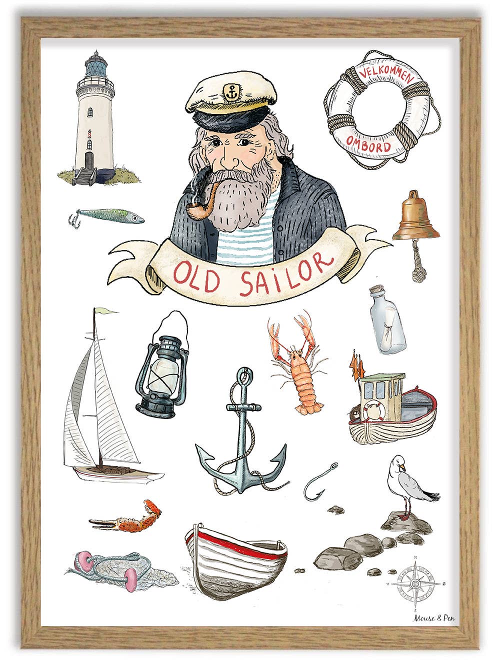 Mouse and Pen Illustration ApS - Wholesale Poster - Old Sailor A4 poster