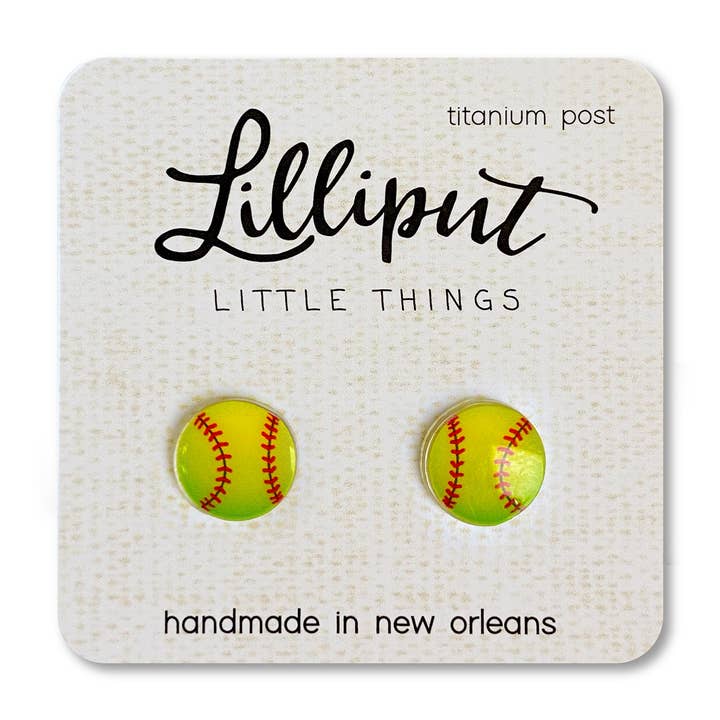Lilliput Little Things - Wholesale Stud/Post Earrings - Softball Earrings // Sports Earrings