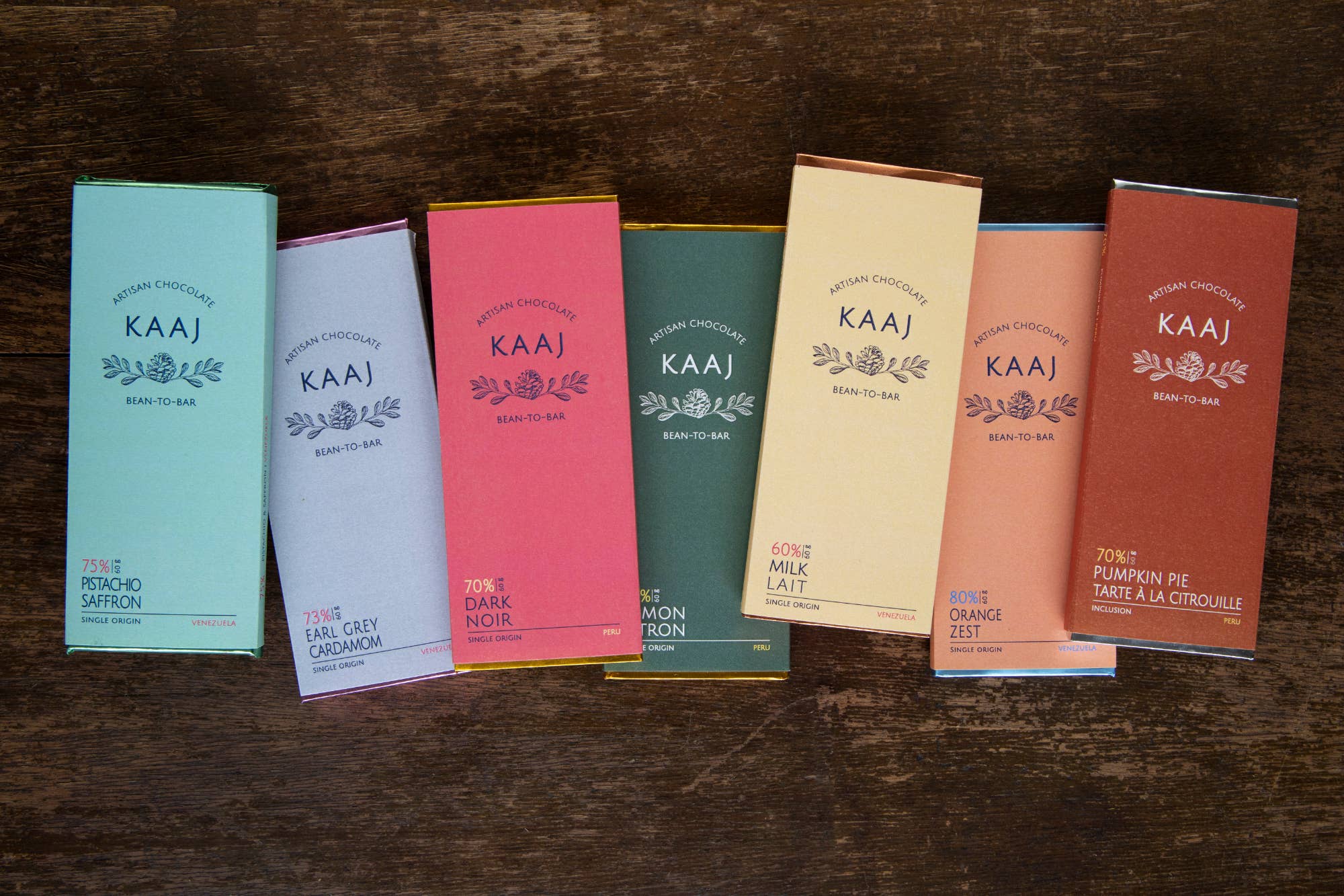 Kaaj Artisan Chocolate - Wholesale Chocolate Bar - Saffron & Pistachio 75%
Dark3