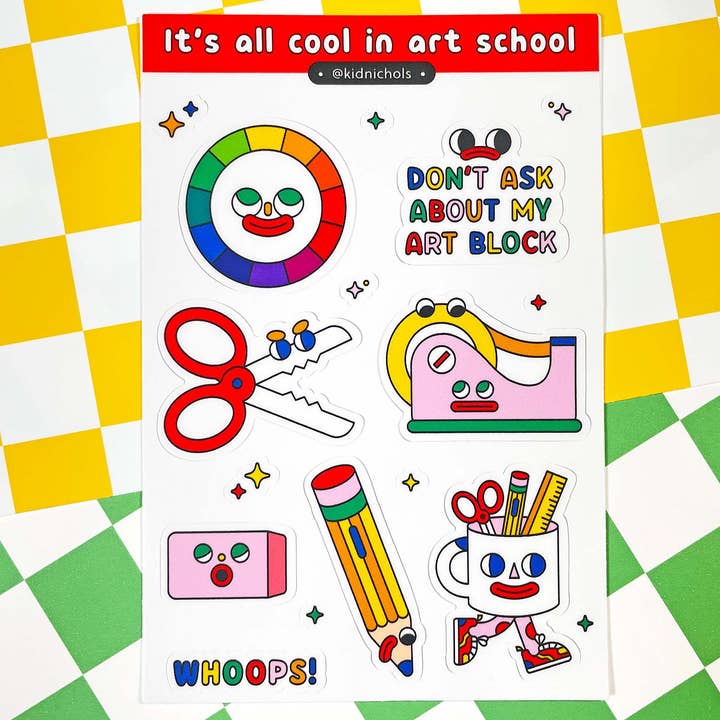 Kidnichols - Wholesale Sticker - Art School Sticker Sheet Back To School Planner Stickers.