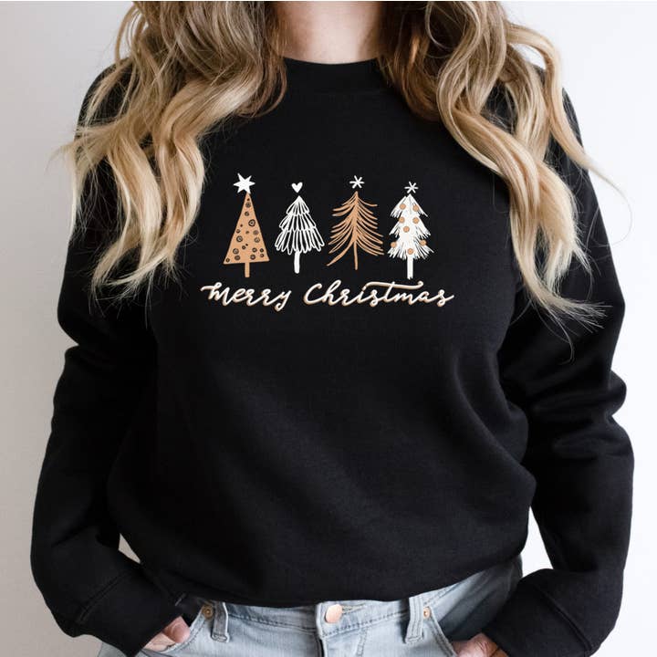 Shamaim - Venta al por mayor Sudadera estampada - Mujer - Jersey polar unisex MERRY CHRISTMAS with 4 Trees Graphic