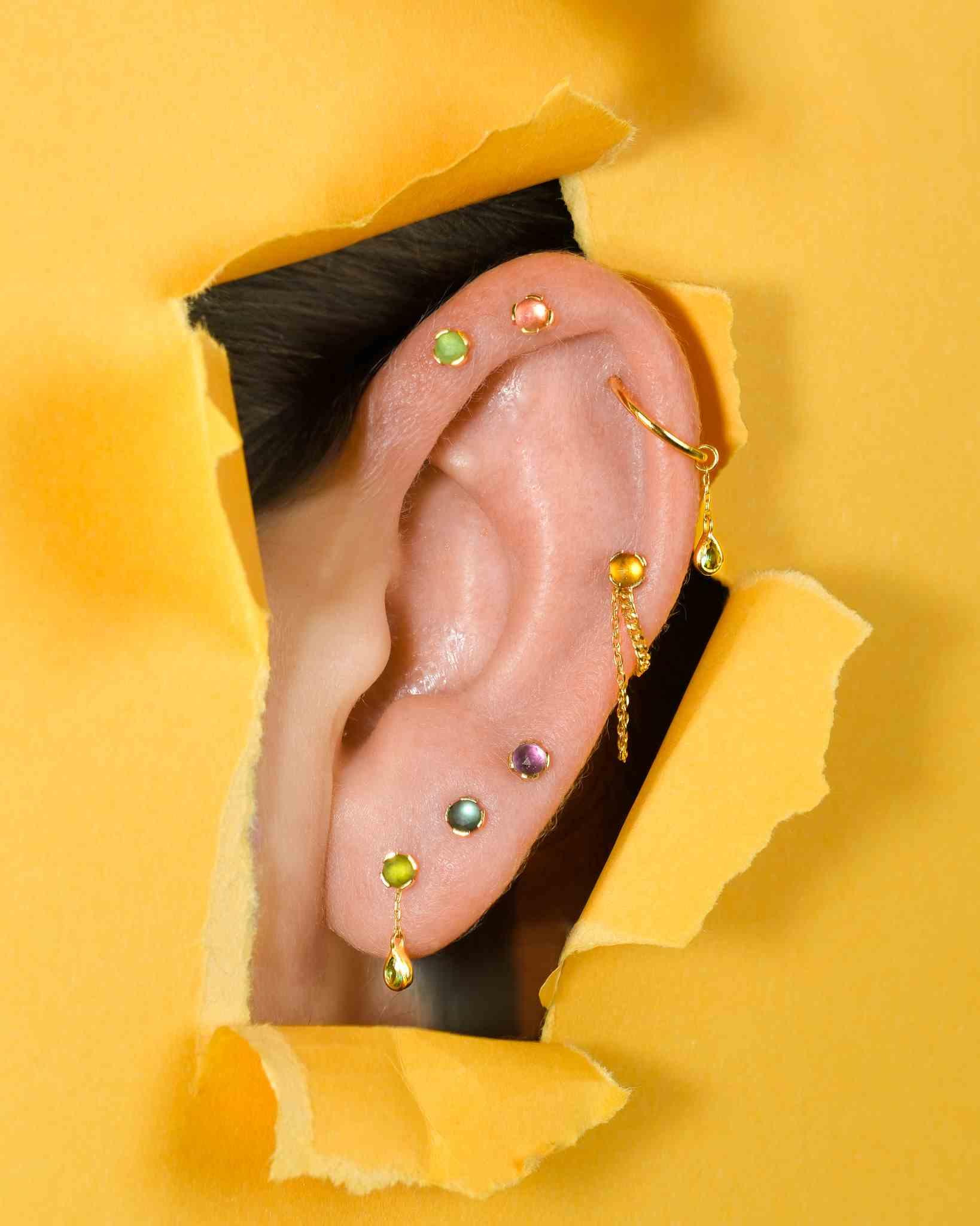 Piercing-zone - Wholesale Single Earring - Peekaboo – Black Spinel Glow – 14K Gold Threadless End1